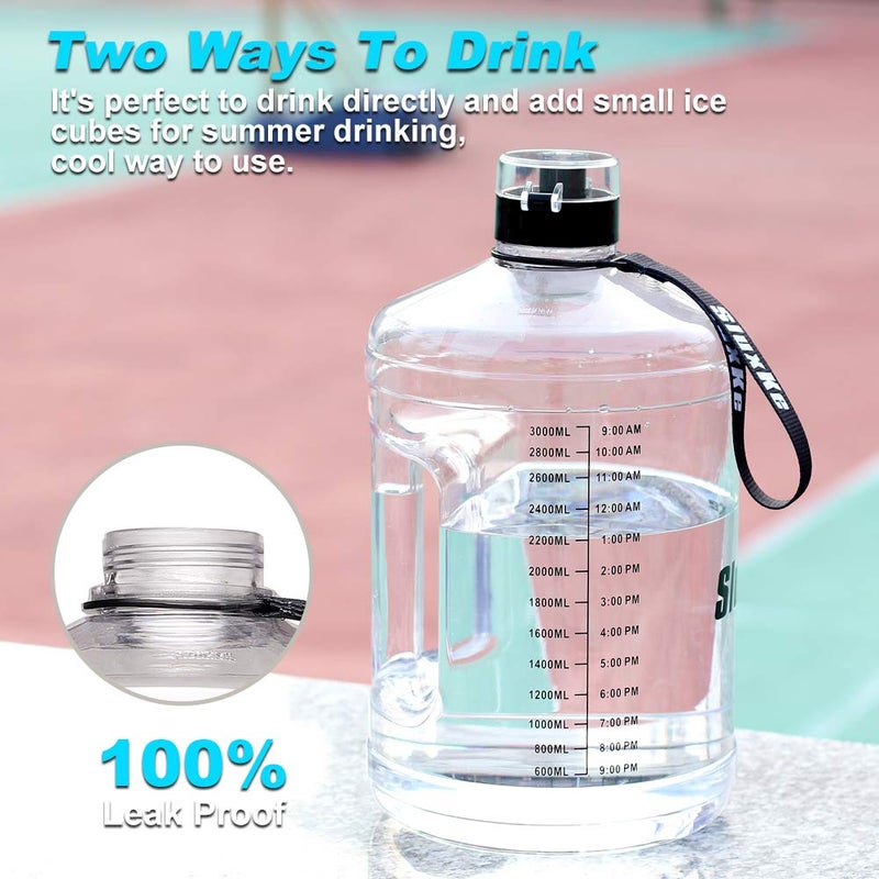 SLUXKE 1 Gallon Water Bottle Portable Water Jug Fitness Sports Daily Water Bottle with Motivational Time Marker,Leak-Proof, Wide Mouth, BPA Free Water Bottles for Sports Gym Fitness Work - Image 5